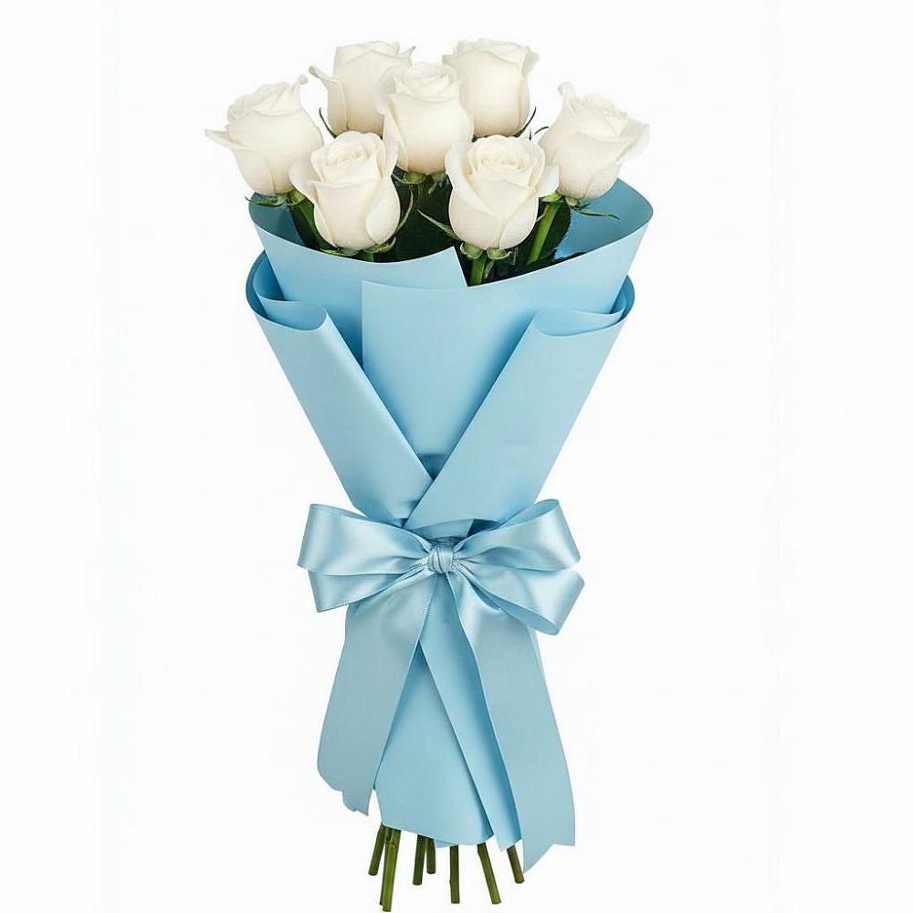 Букет 7 белых роз Проуд в Порецкое