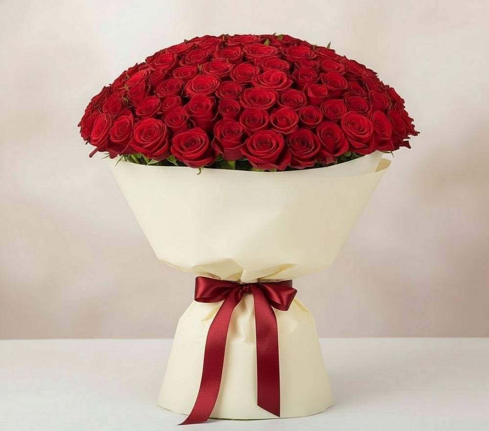 Букет 101 Красная роза Милано в Порецкое