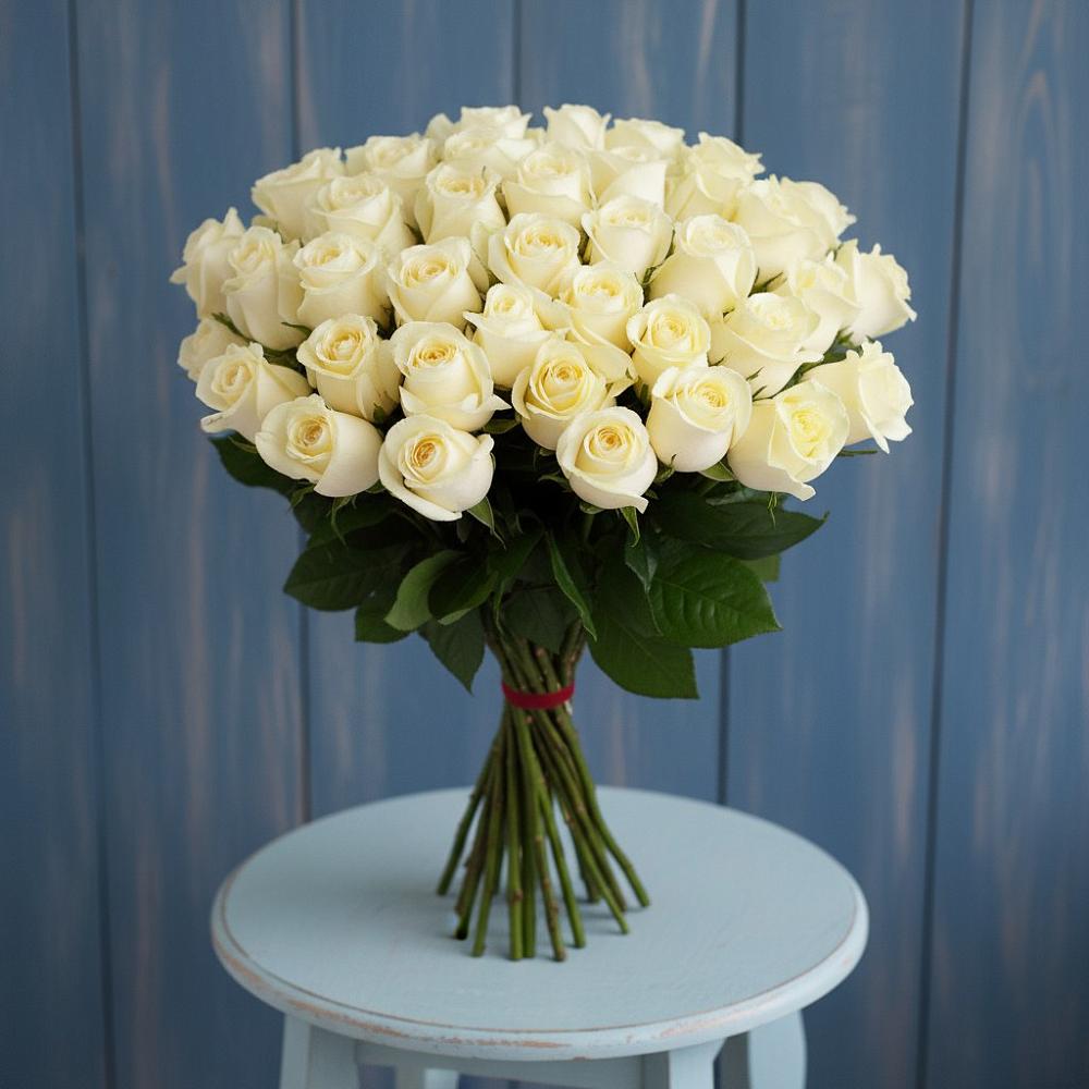 Букет 51 Белая роза Эдлесс Лав в Порецкое