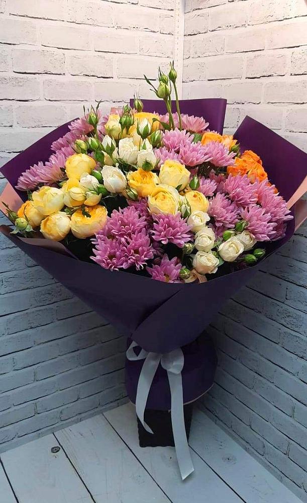 Букет цветов из: Хризантемы и Розы в Порецкое