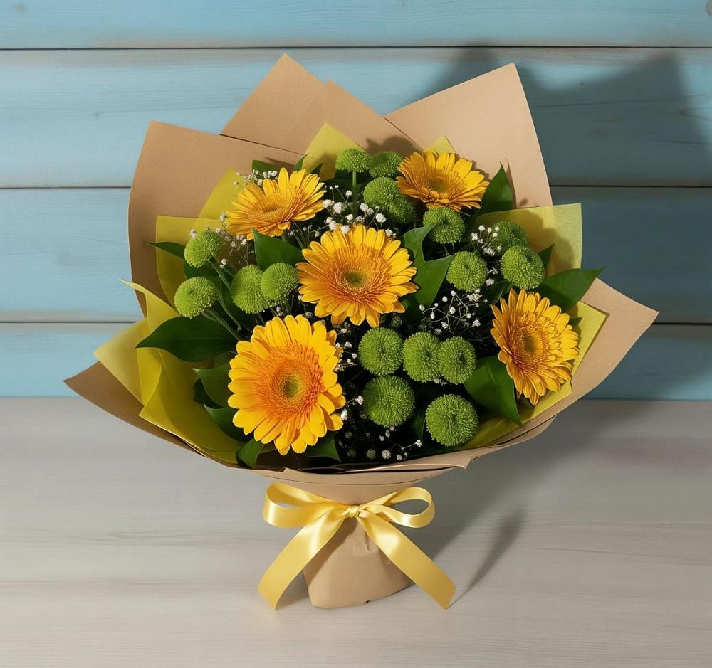 Букет цветов из: Герберы и Хризантемы в Порецкое