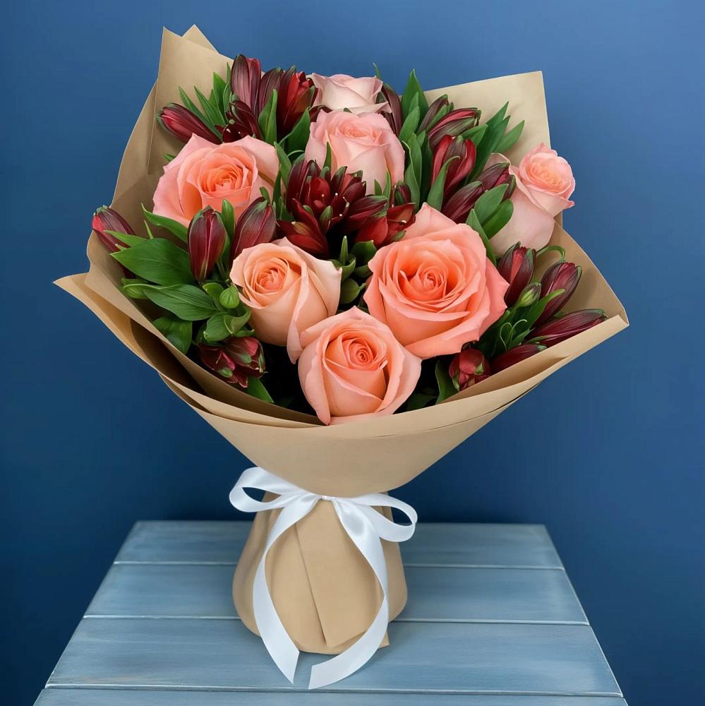 Букет цветов из: Розы и Альстромерии в Порецкое