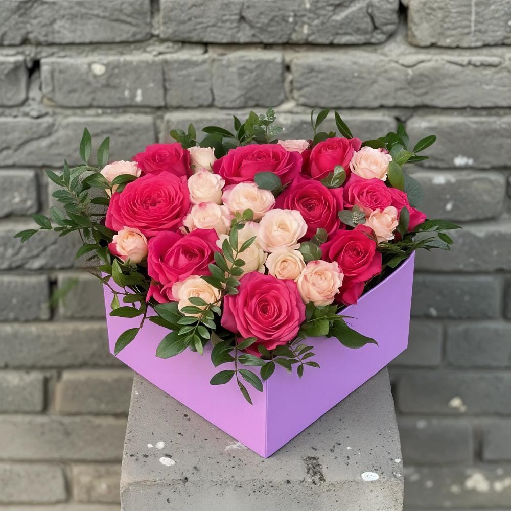 Цветочная композиция из Розы в коробке в Порецкое