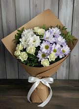 Букет цветов из:  Хризантемы и Розы в Порецкое