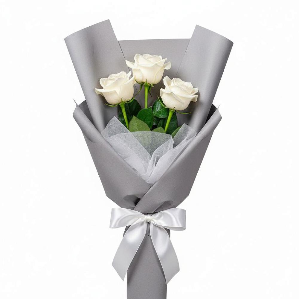 Букет 3 белые розы в Порецкое