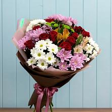 Букет цветов из:  Розы, Хризантемы и Альстромерии в Порецкое