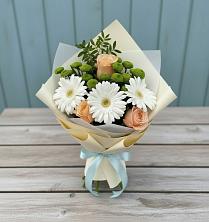 Букет цветов из:  Герберы, Розы и Хризантемы в Порецкое