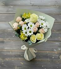 Букет цветов из:  Альстромерии, Розы и Хризантемы в Порецкое