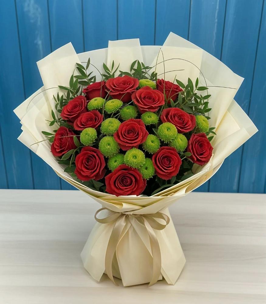 Букет цветов из: Розы и Хризантемы в Порецкое