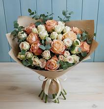 Букет цветов из:  Альстромерии и Розы в Порецкое