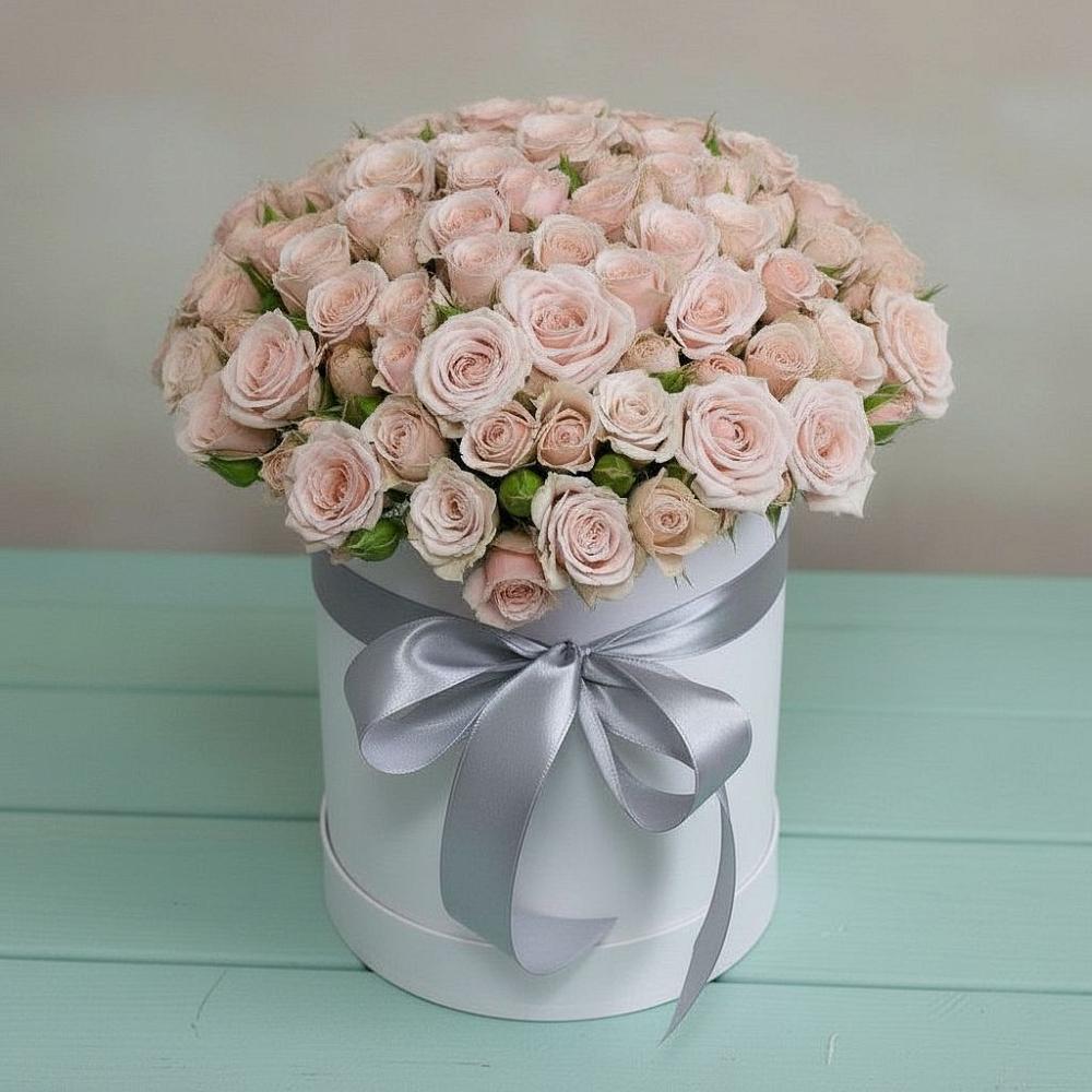 Цветочная композиция из Розы в шляпной коробке в Порецкое